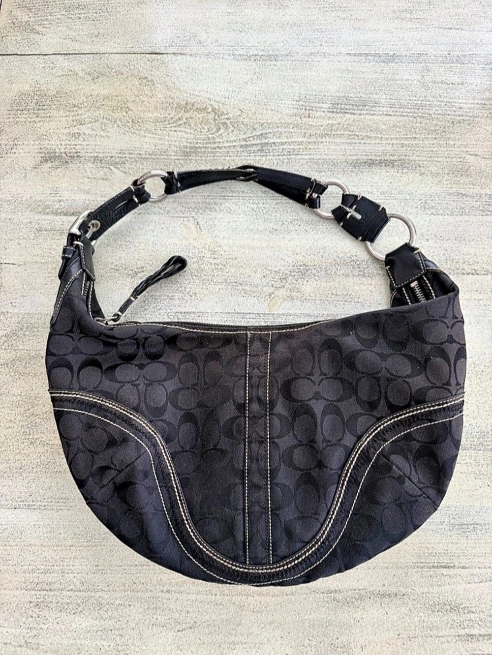 Coach Black Signature Vintage Hobo Bag
